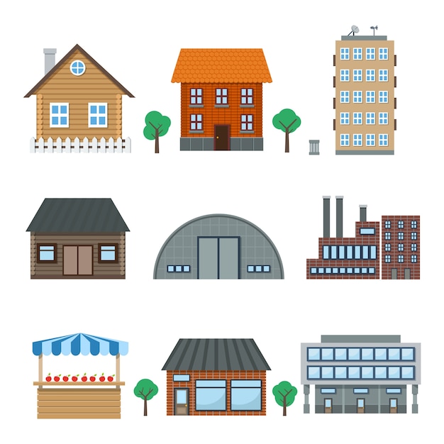 Free vector building icons