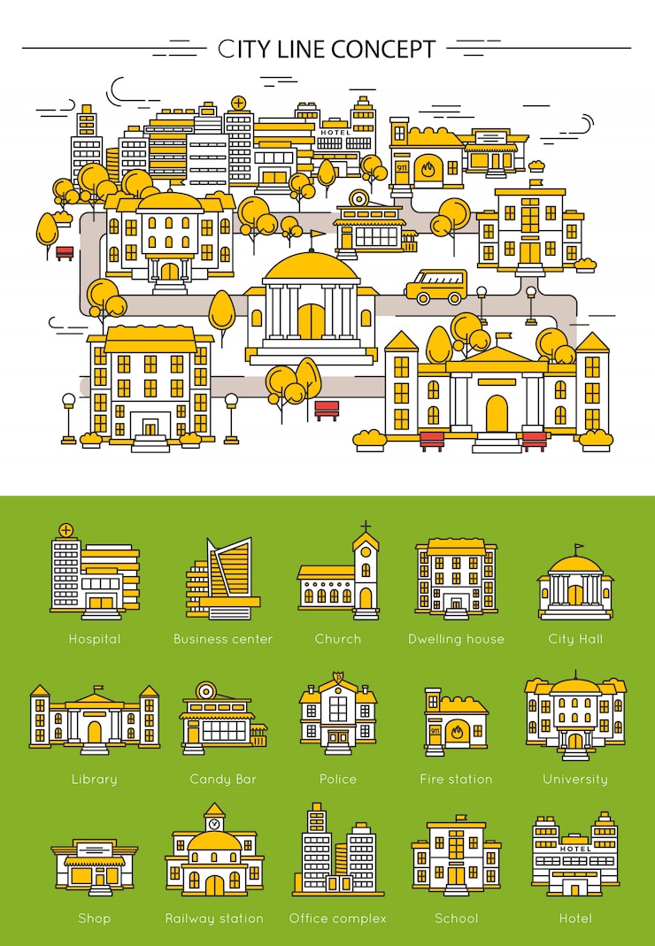 Free Vector building line concept