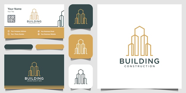 Download Free Building Logo Design In Line Art Logo Design And Business Card Use our free logo maker to create a logo and build your brand. Put your logo on business cards, promotional products, or your website for brand visibility.