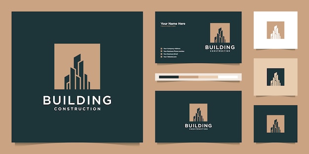 Building logo design with modern concept. logo design and business card