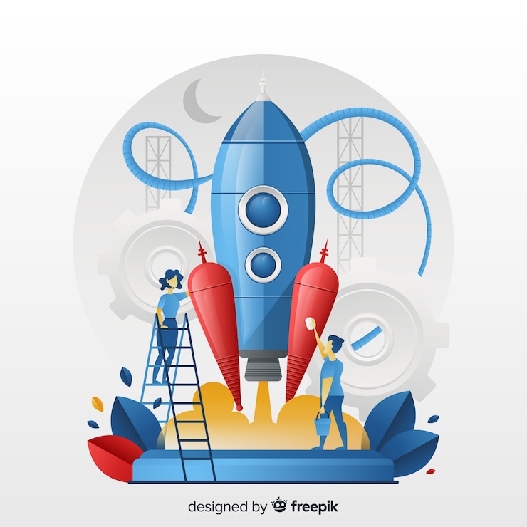 Free Vector building rocket concept