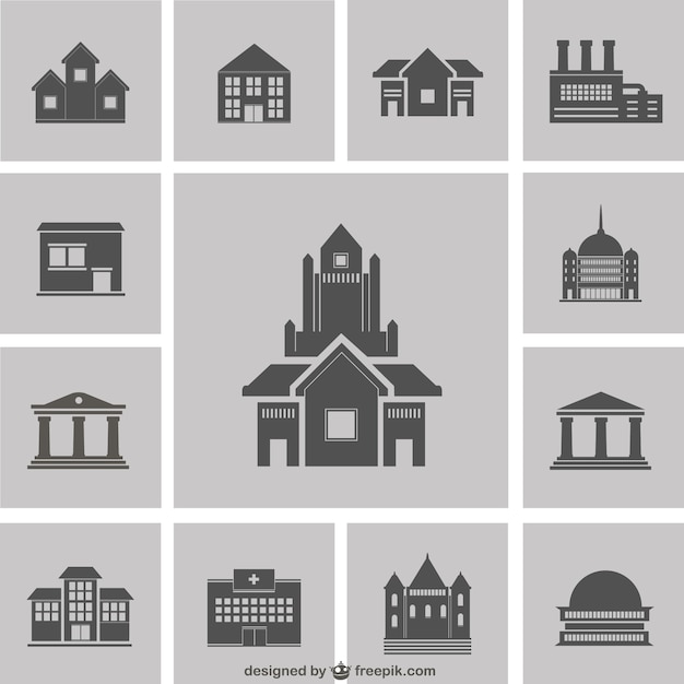 Free vector building silhouettes pack