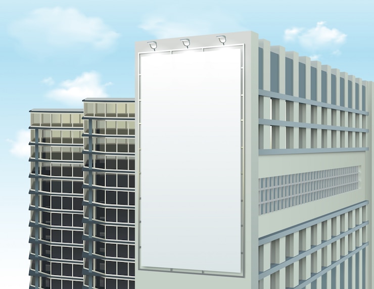 Free Vector building wall ad space composition