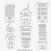 Free vector buildings in hand drawn style