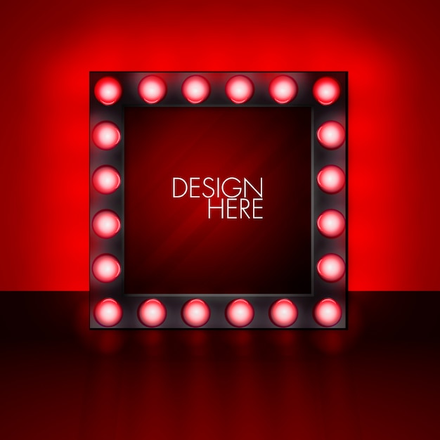 Free vector bulb frame on red background