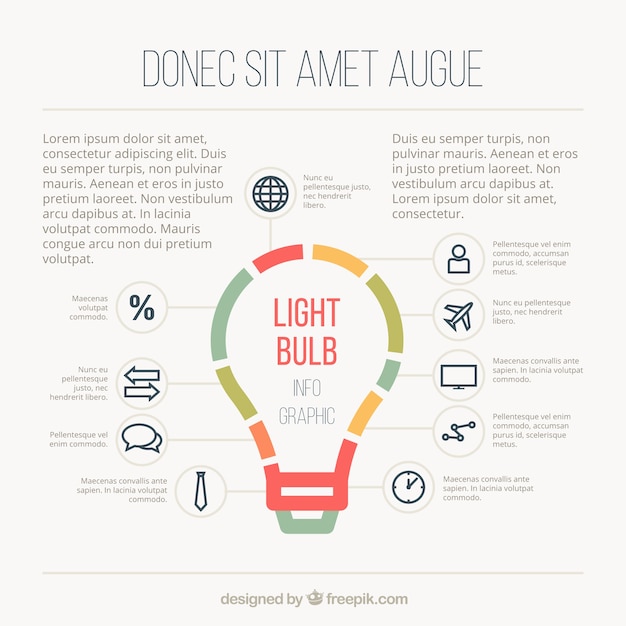 Vettore gratuito lampadina modello infografica in stile piatta