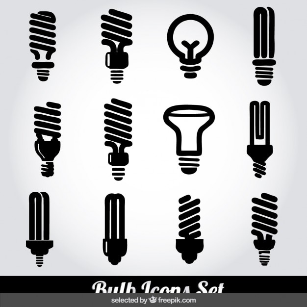 Free vector bulb monochrome icons