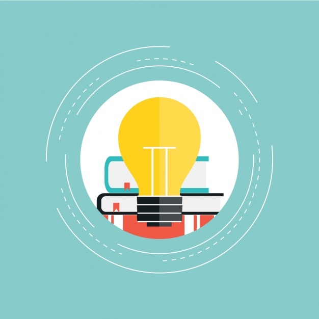 Free vector bulb with books in flat style