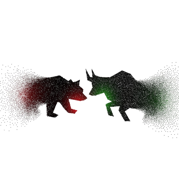 Bull and bear concept design made with particles