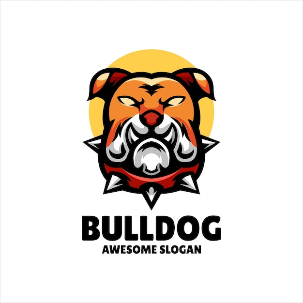 Free vector bull dog mascot illustration logo design