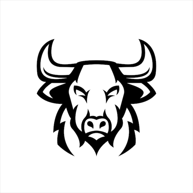 Vettore gratuito illustrazione del design del logo della mascotte semplice del toro