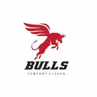Free vector bull with wings logo template