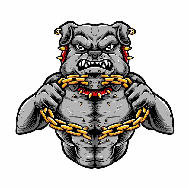 Bulldog breaking chain vector illustration