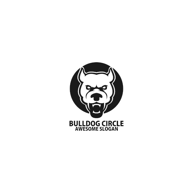 Vettore gratuito mascotte del design del logo del cerchio del bulldog