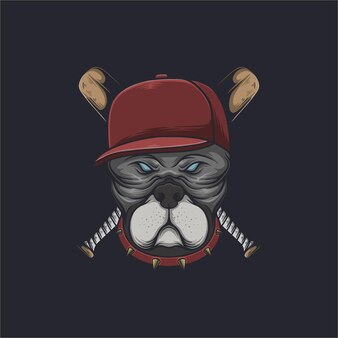Bulldog head and baseball vector illustration