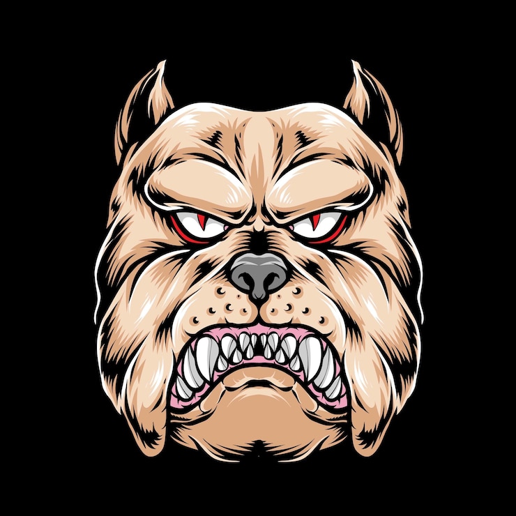 Free Vector bulldog head isolated on black