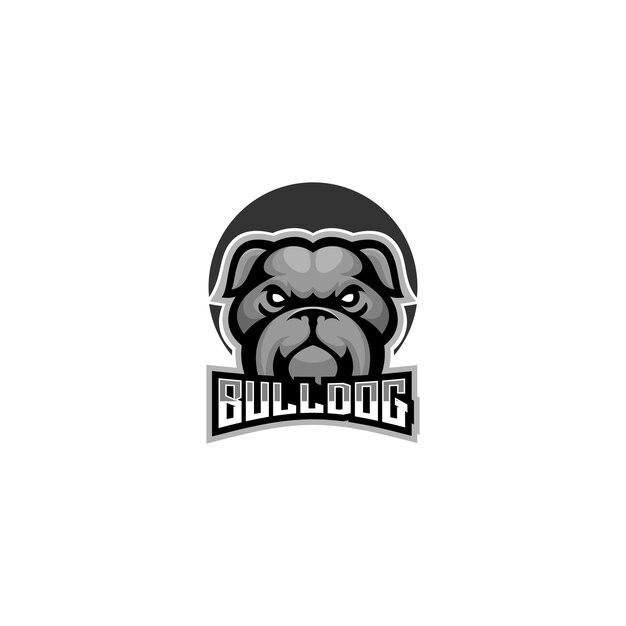 Bulldog head logo design gradient line art