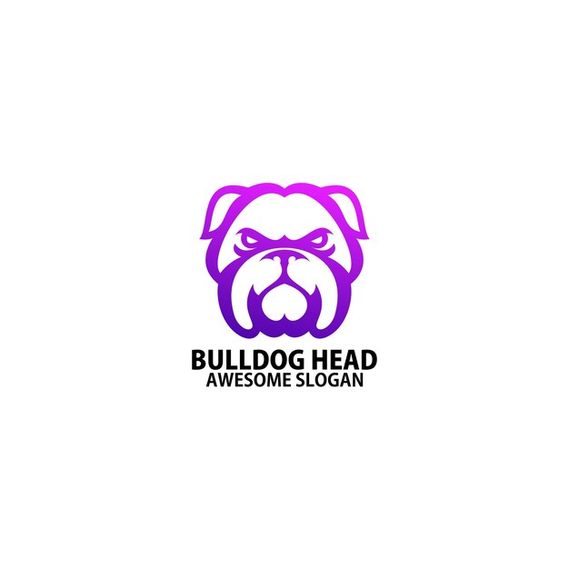 Vettore gratuito bulldog testa logo design linea sfumata art