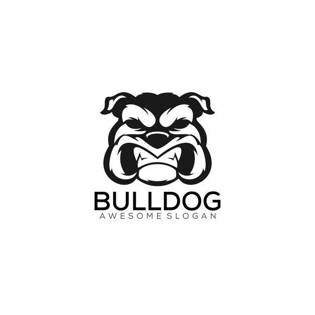 Bulldog head logo design line art