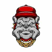 Free vector bulldog with hat and chain necklace vector