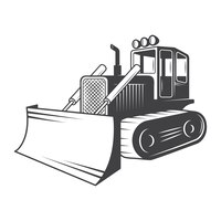 Of bulldozer. black and white