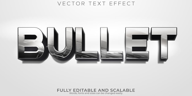 Бесплатное векторное изображение Редактируемый текстовый эффект пули металлик и стиль текста пистолета