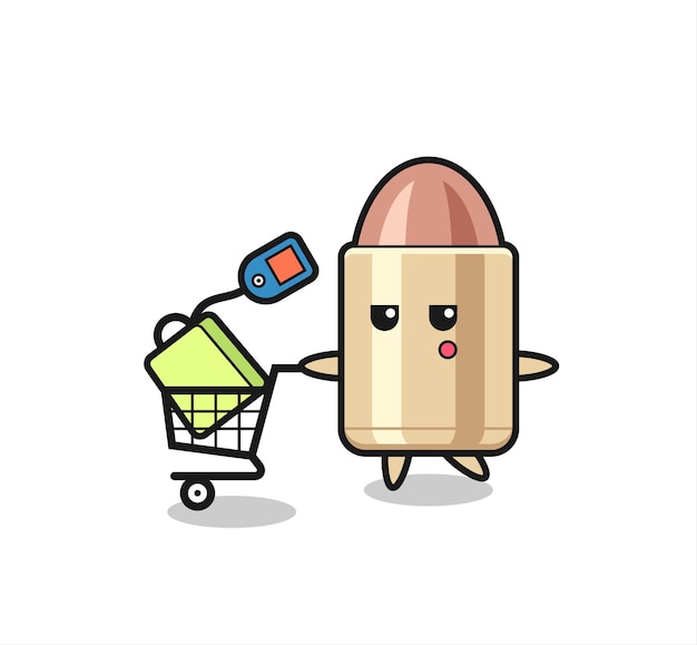 Bullet illustration cartoon with a shopping cart , cute style design for t shirt, sticker, logo element