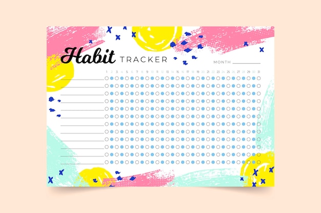 Free vector bullet journal habit tracker template