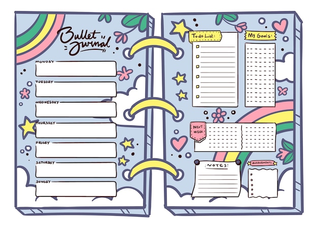 Bullet journal planner in stile girly