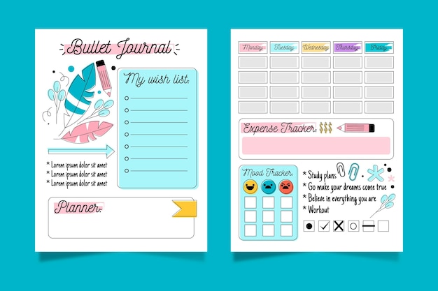 Bullet journal planner template