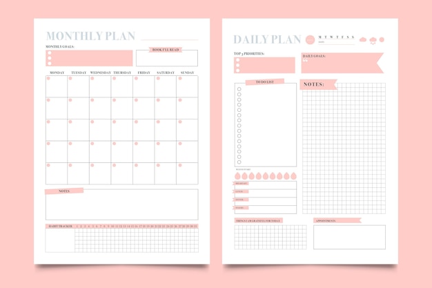 Bullet journal planner template