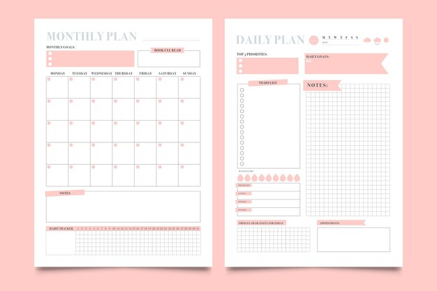 Bullet journal planner template