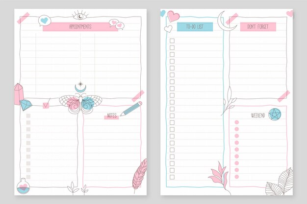 Bullet journal planner template