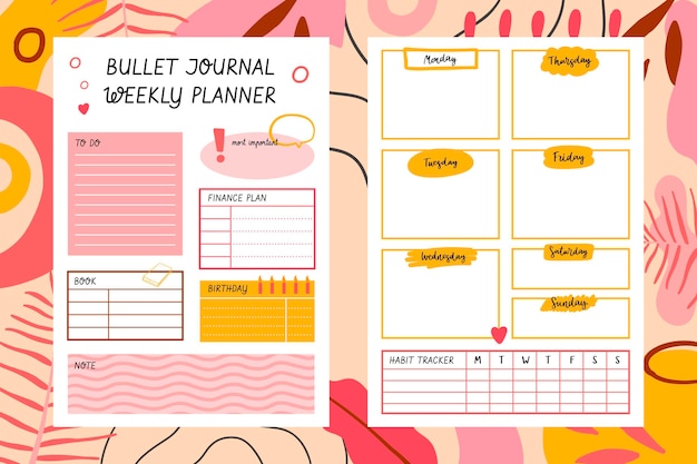 Bullet journal planner template