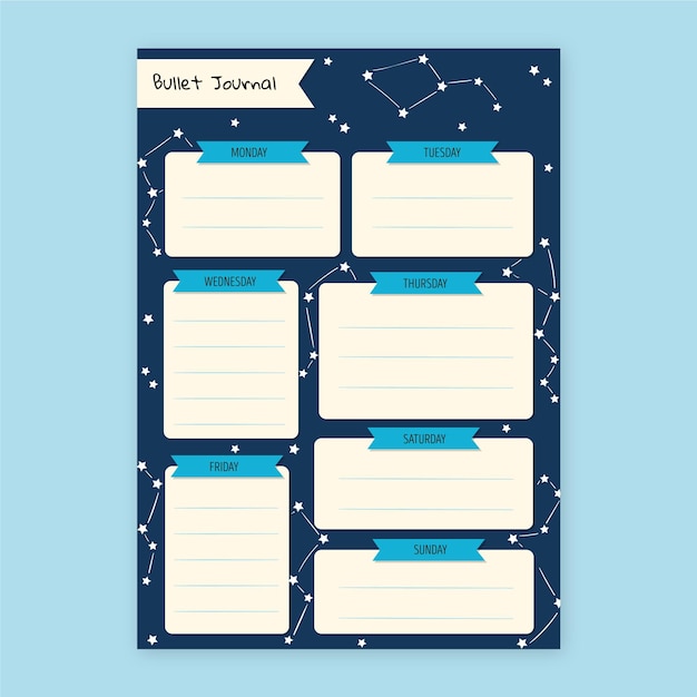 Vettore gratuito bullet journal planner con costellazioni