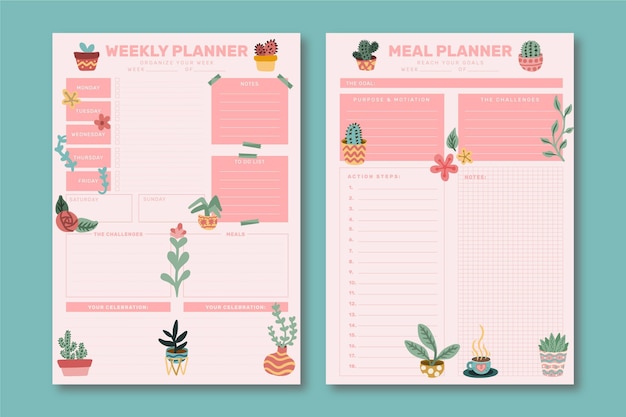 Modello di agenda settimanale bullet journal