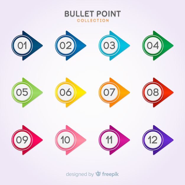 Free vector bullet point collection