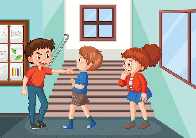 Bullying kids school scene