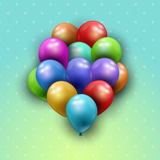 Free vector bunch of balloons on a polka dot background