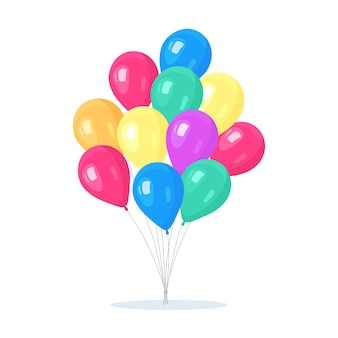 Bunch of helium balloon flying air balls  isolated on white background happy birthday holiday Premium Vector