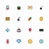 Free vector bundle of 8 bits pixelated style icons