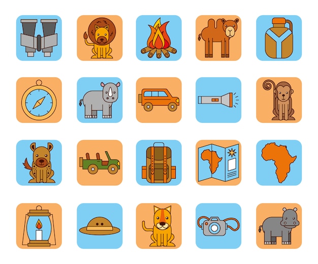 Free vector bundle of african safari icons