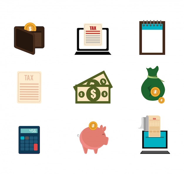 Bundle of business set icons