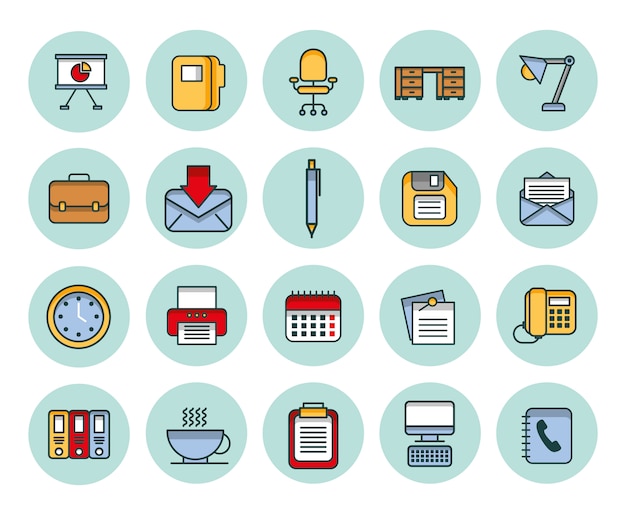 Bundle of business set icons