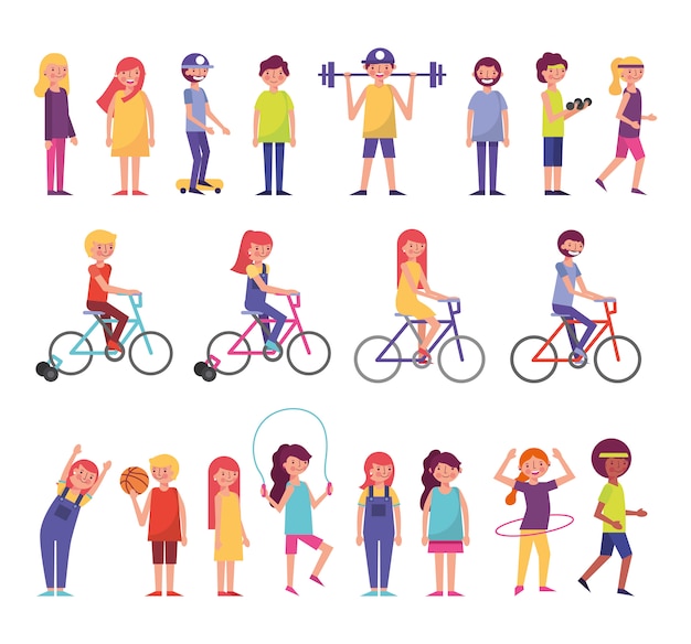 Free vector bundle of commnuity people doing activities