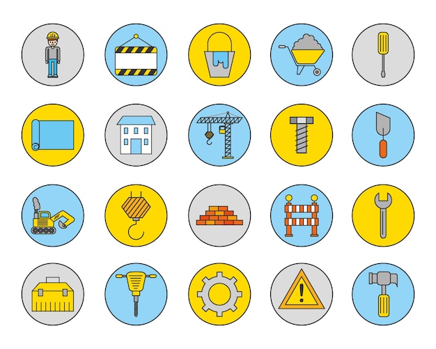 Free vector bundle of construction set icons