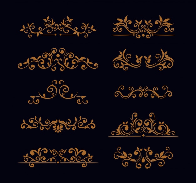 Free vector bundle of elegant ornamental borders frames