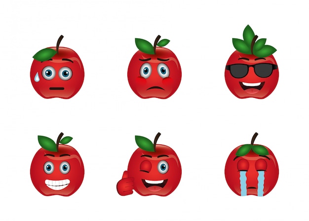 Bundle of emoticons apples expressions