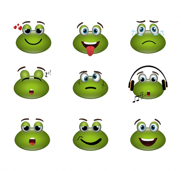 Free Vector bundle of emoticons frogs expressions