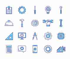 Free vector bundle of engineering set icons